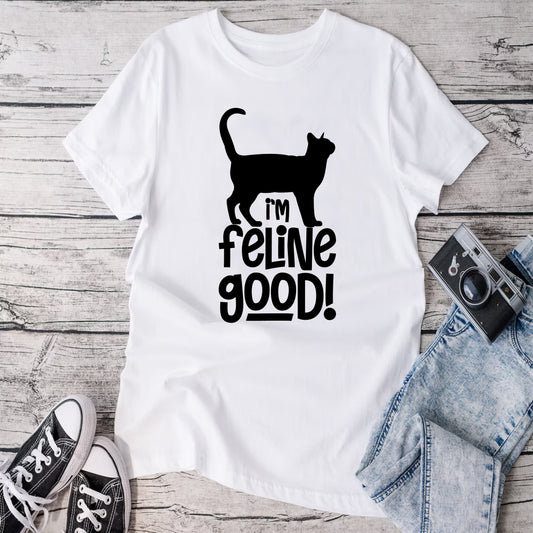 I'm feline good T-Shirt, Cat, Cute Cat Owner Tee, Cat T-Shirt, Funny Cat Shirt, Cat Mom Tee, Cat Lover