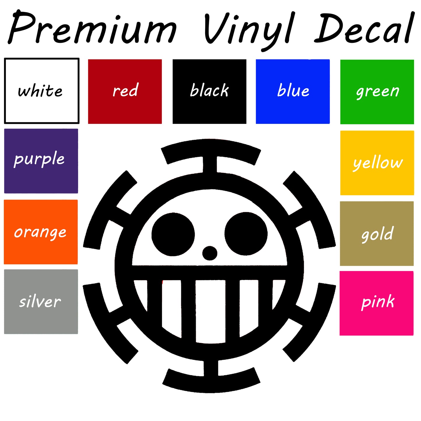 One Piece Law symbol car decal, Heart Pirates decal, vinyl sticker, One Piece decal, bumper sticker, window sticker