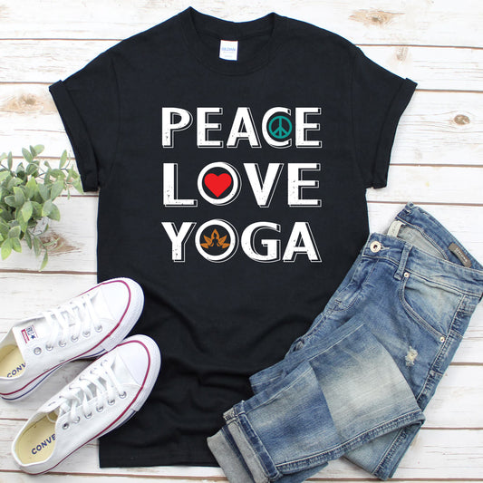 peace love yoga Shirt, love yogaT-Shirt, yoga Shirt, peace yoga tee, yoga lovers Tee, peace Shirt
